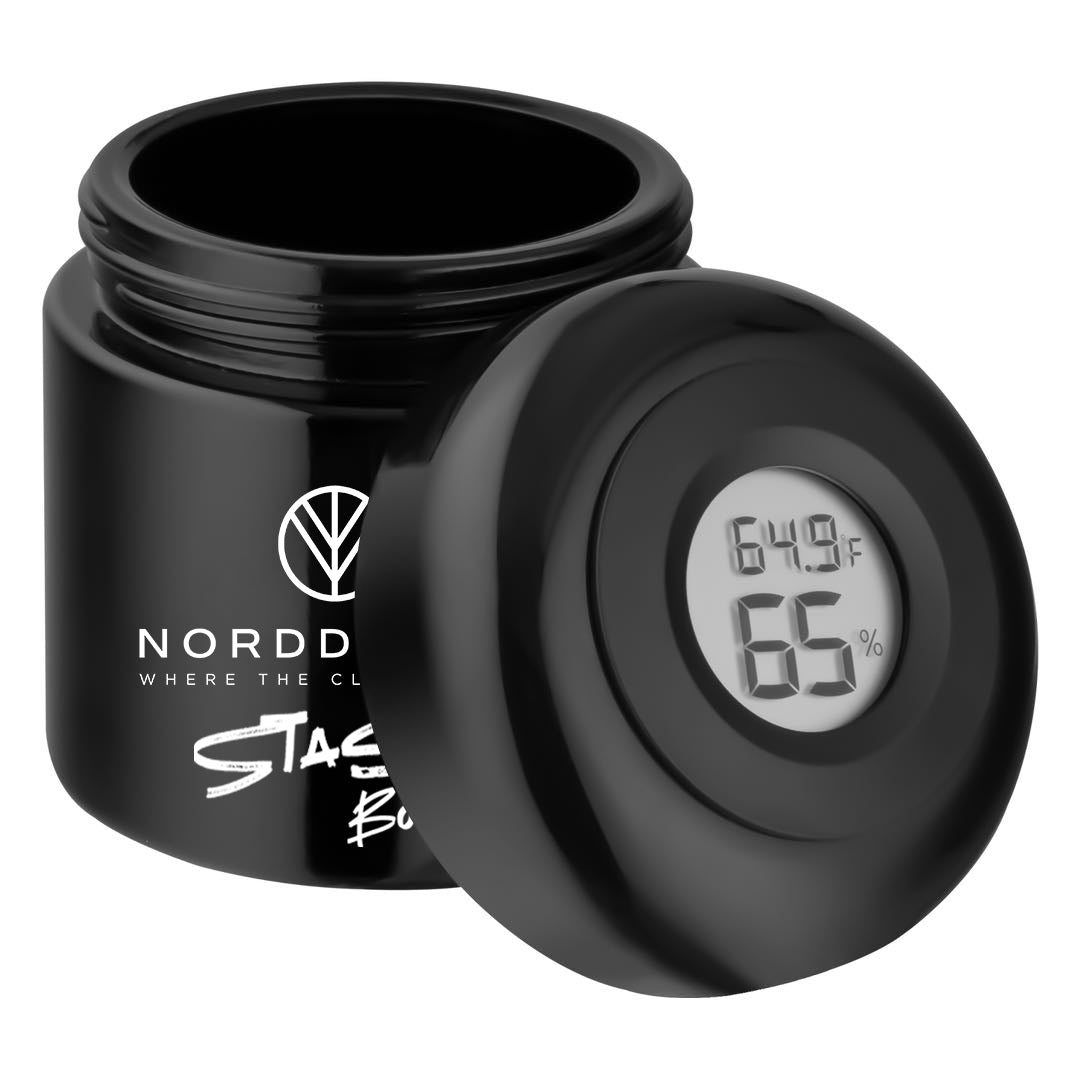 Norddampf Stashbox Mironglass mit Hygrometer 100 ml für Kräuter