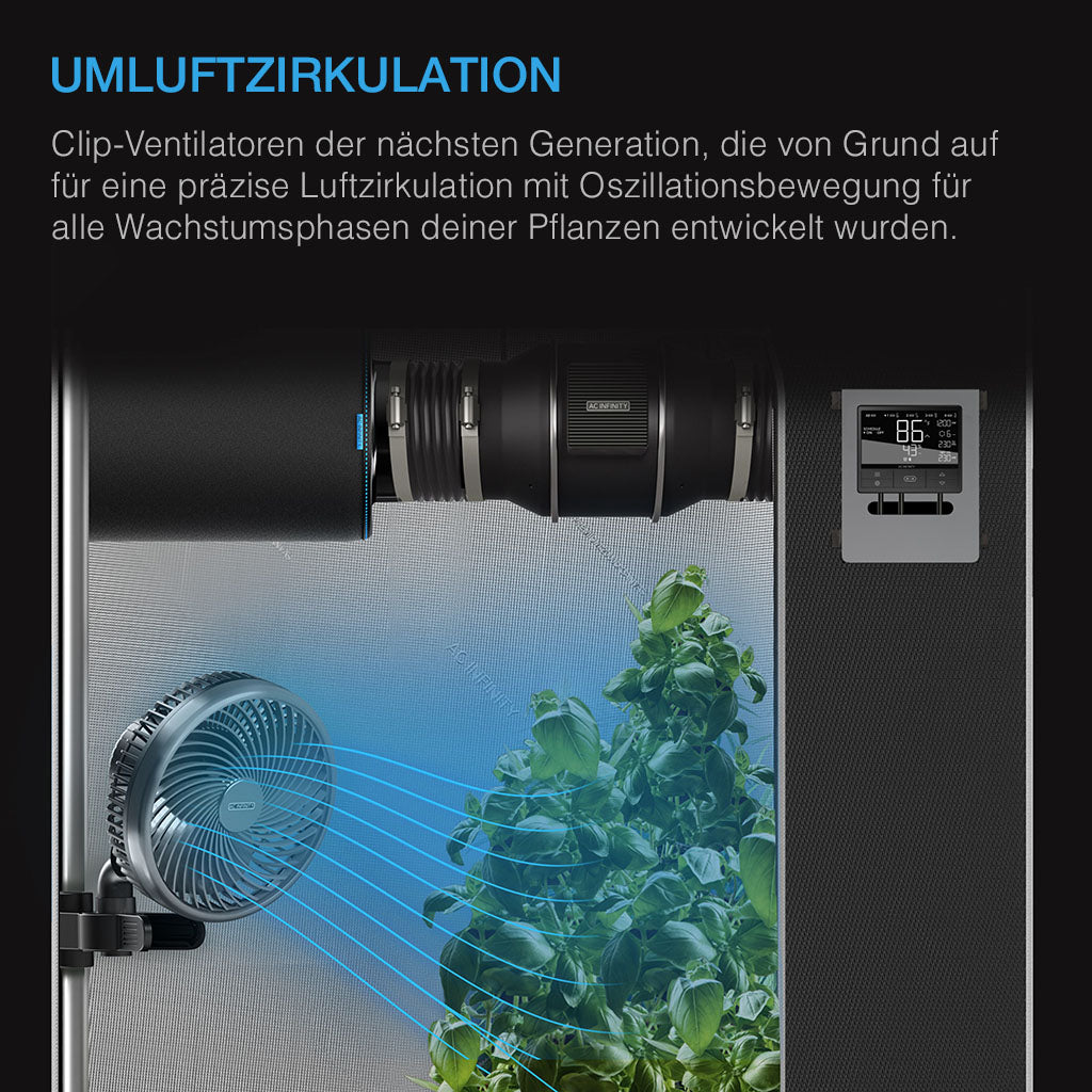 🌿 AC Infinity Cloudray S9 Gen 2 – Automatische Oszillation, Ventilator für natürliches Pflanzenwachstum (Kopie)