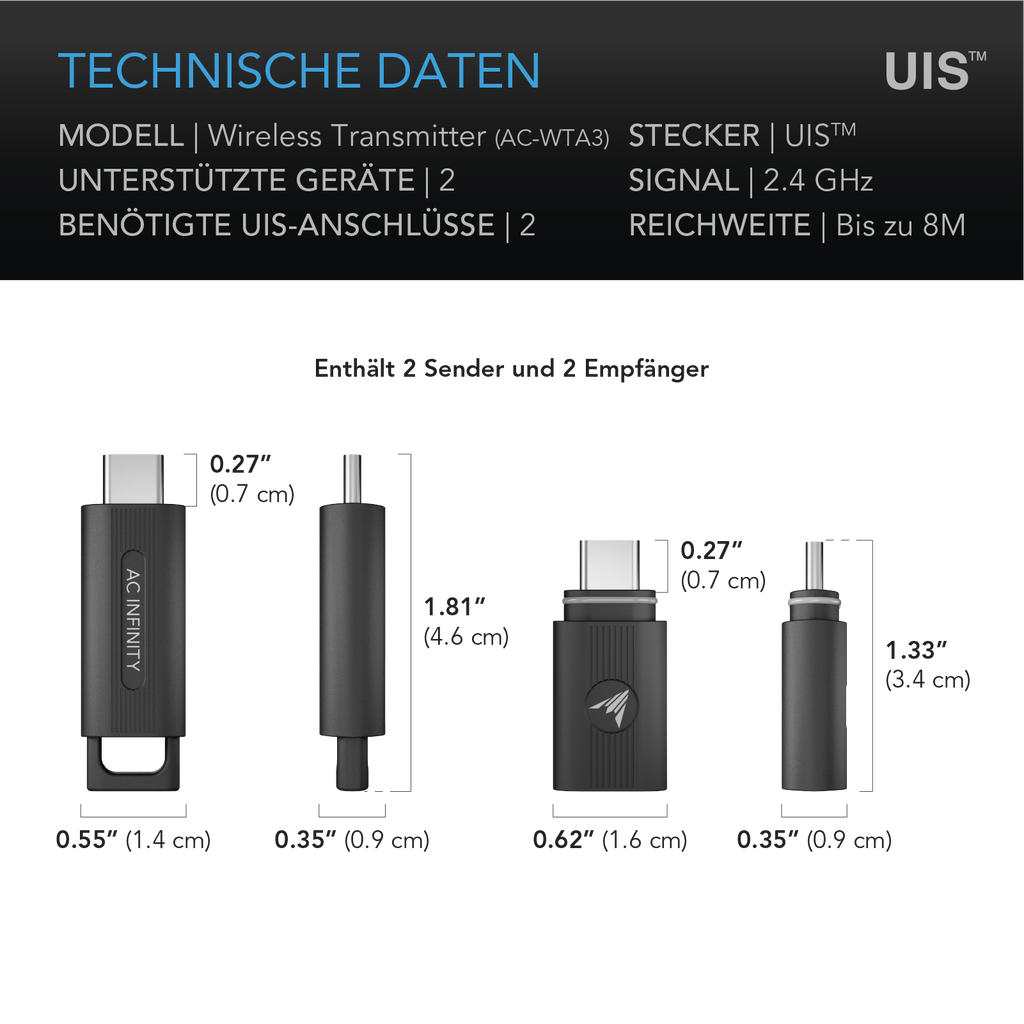 🌿 AC Infinity UIS Wireless 1-zu-1 Sender & Empfänger